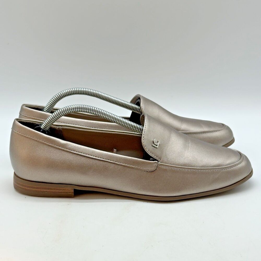 Liz Claiborne Zaria Slip On Loafers Women's 7.5M Metallic Rose Gold Vegan Flats